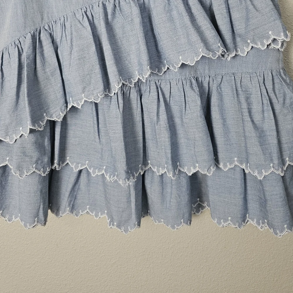 Ulla Johnson Tiered Ella Embroidered Cotton Poplin Mini Skirt